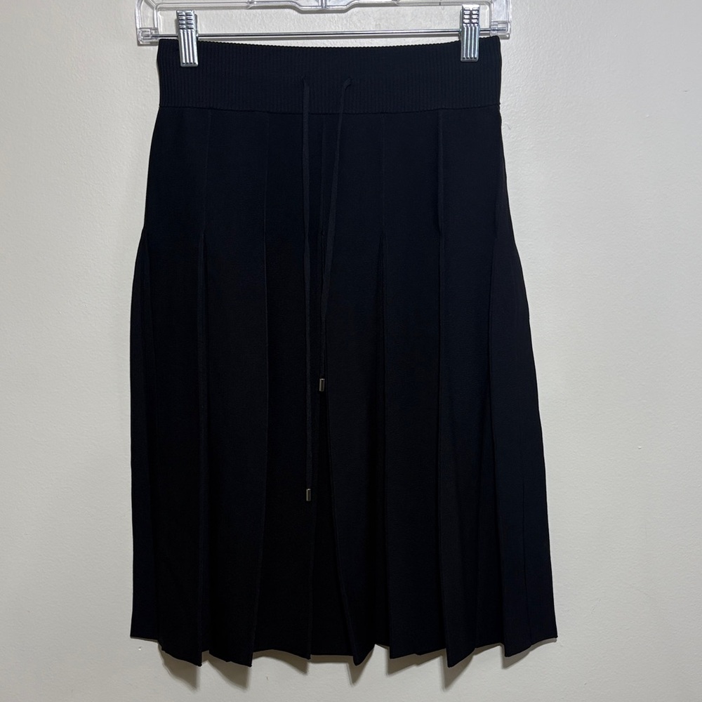 Munyoung Fashion Black Drawstring Pleated Skirt NWT Size XS Minimalist Chic